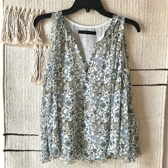 Zara Tops - Zara | Ruffle Sheer Top Earthy